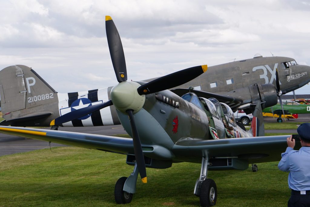 Breighton Airfield Event with Dakota and Spitfire Flyovers