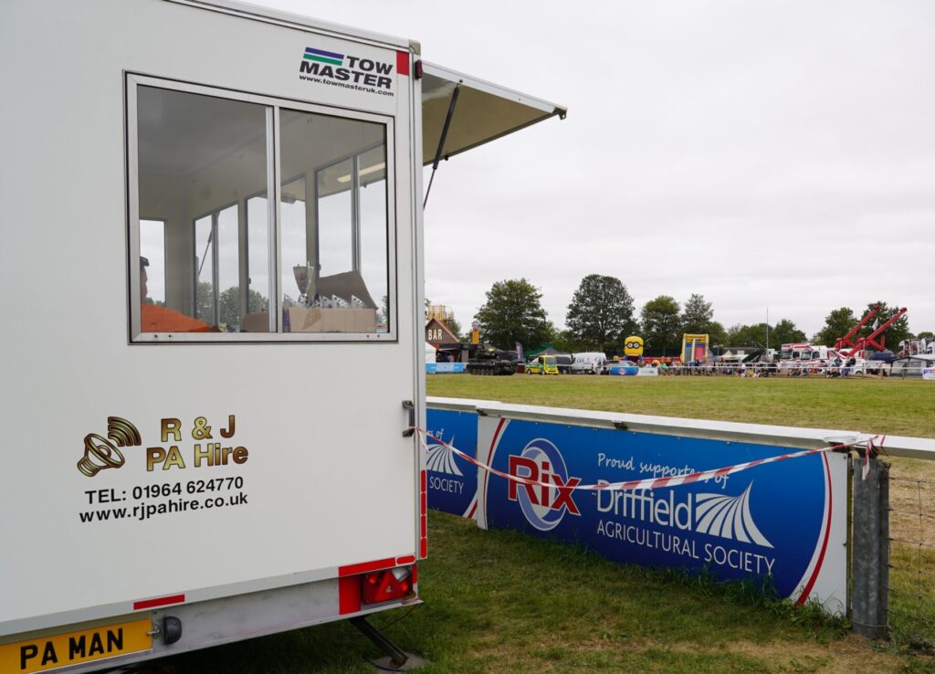 Areas We Cover for PA Hire Across Yorkshire | R & J PA Hire #1 Commentary unit at Driffield Showground